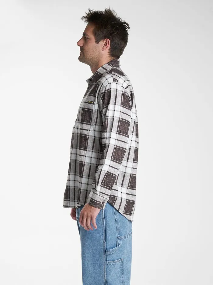 Mens Hard Yakka X Flannel Sleeve Shirt Postal Brown Thrills Shirts