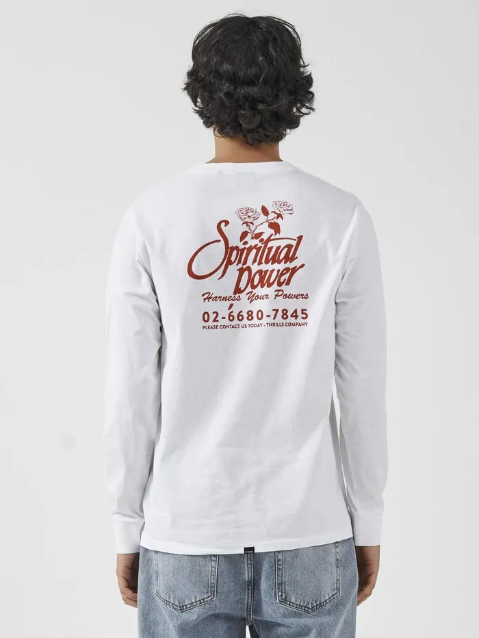 Mens Harness Your Powers Merch Fit Long Sleeve Tee White Thrills Tees and Tank Tops