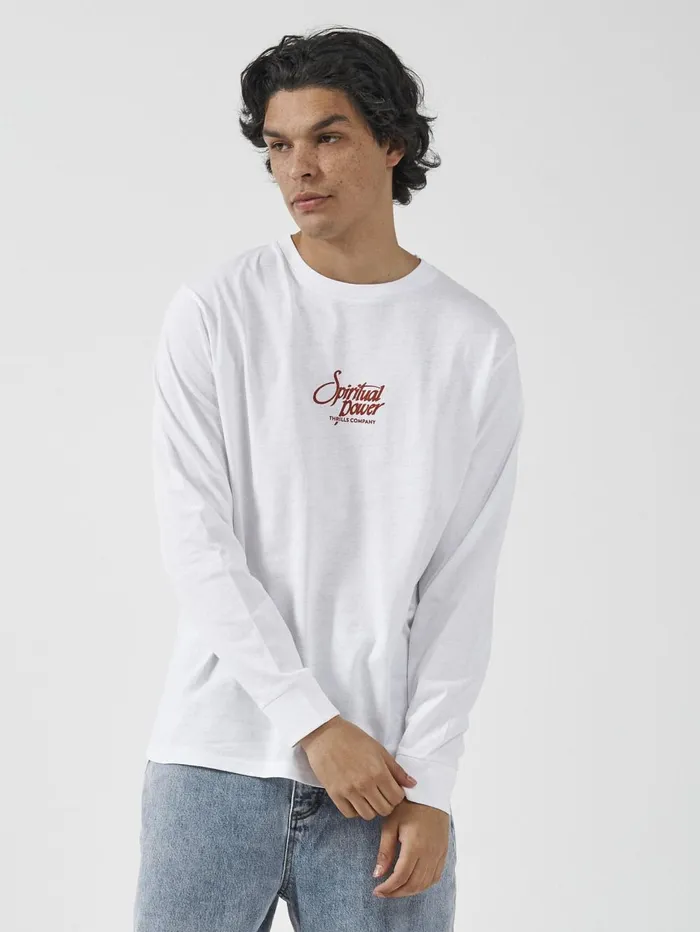 Mens Harness Your Powers Merch Fit Long Sleeve Tee White Thrills Tees and Tank Tops
