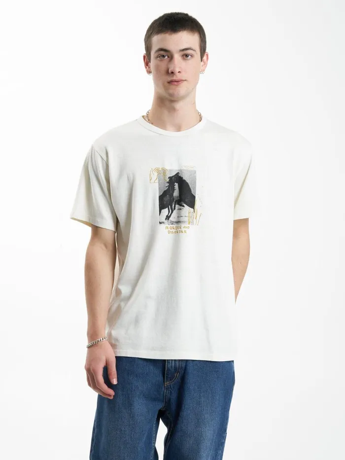 Mens Hemp Ordered Disorder Merch Fit Tee Dirty White Thrills Tees and Tank Tops