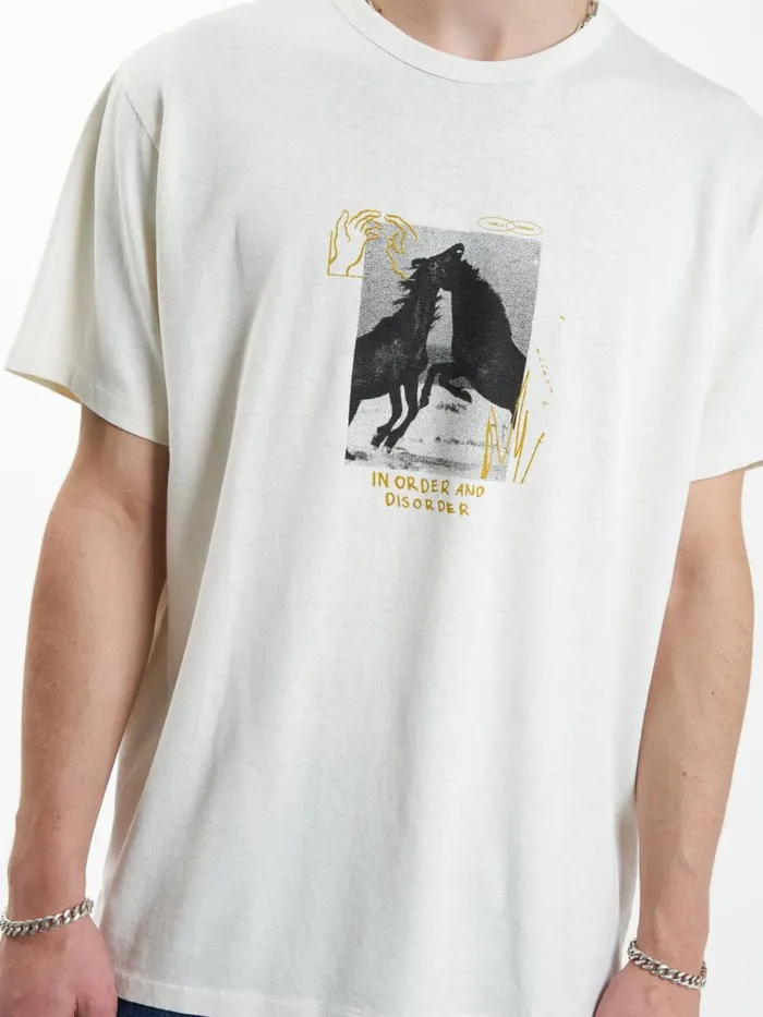 Mens Hemp Ordered Disorder Merch Fit Tee Dirty White Thrills Tees and Tank Tops
