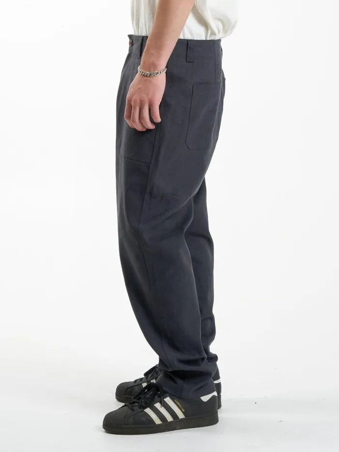 Mens Hemp Slacker Utility Pant Black Thrills Pants