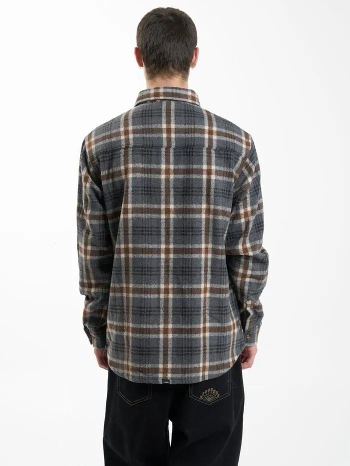 Mens King Long Sleeve Flannel Grey Marle Thrills Shirts
