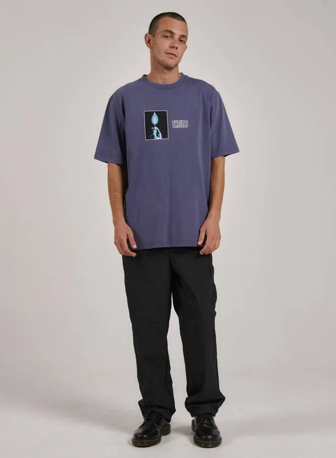Mens Lucky Strike Oversize Fit Tee Blue Rinse Thrills Tees and Tank Tops