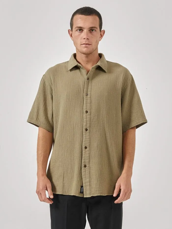 Mens Minimal Seersucker Short Sleeve Shirt Aloe Thrills Shirts