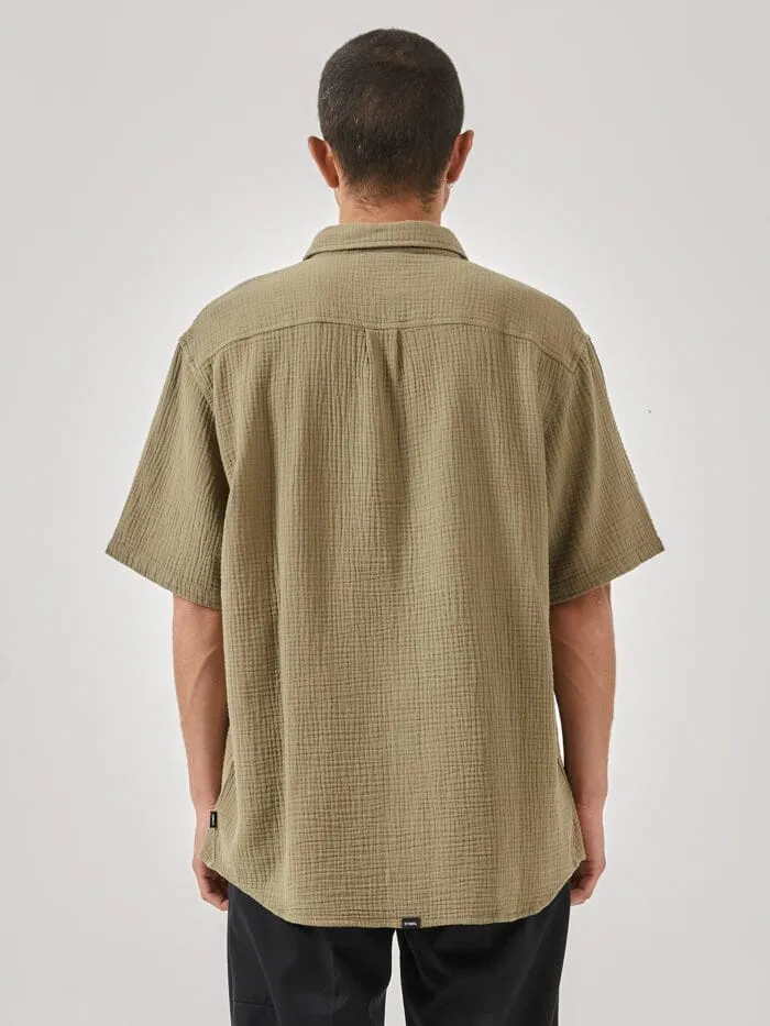 Mens Minimal Seersucker Short Sleeve Shirt Aloe Thrills Shirts