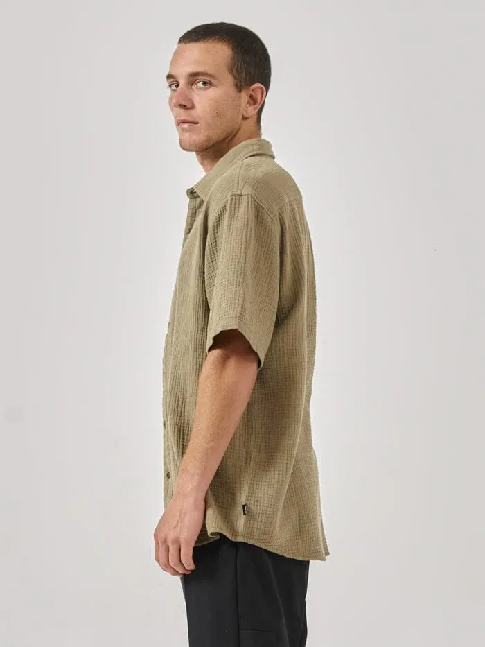 Mens Minimal Seersucker Short Sleeve Shirt Aloe Thrills Shirts
