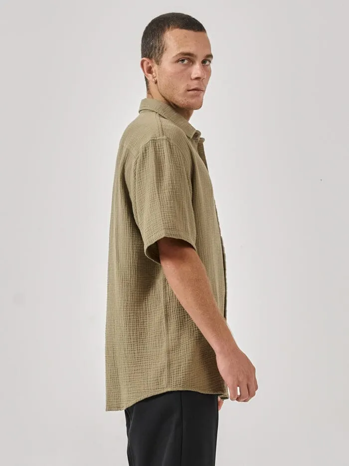Mens Minimal Seersucker Short Sleeve Shirt Aloe Thrills Shirts