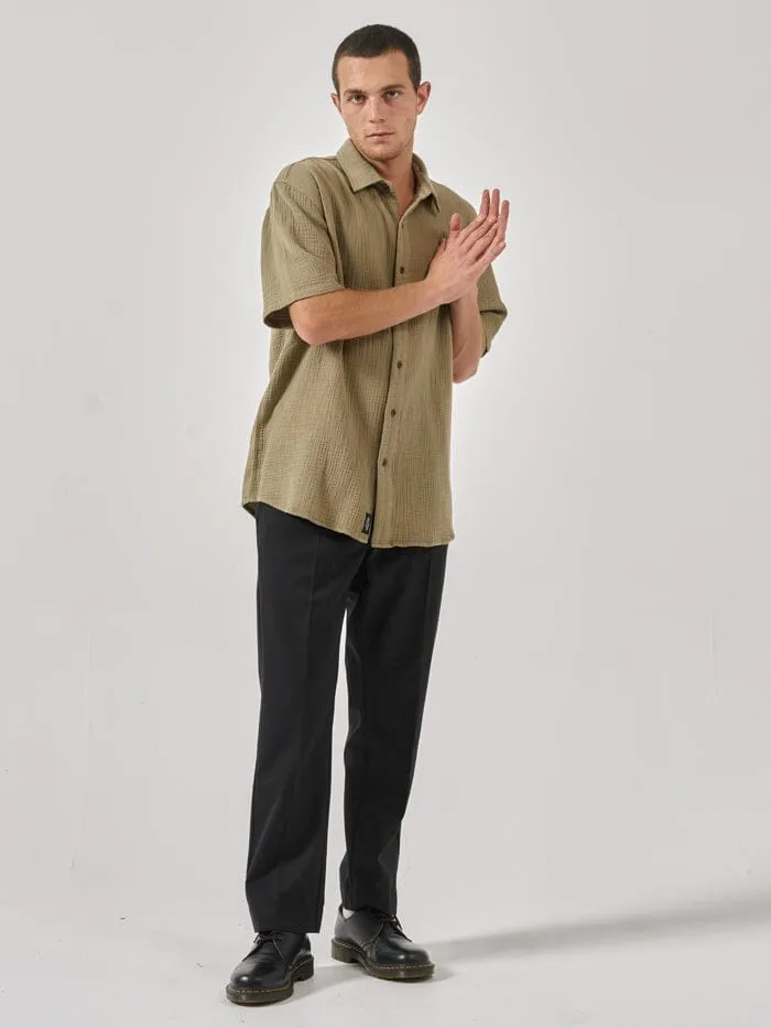 Mens Minimal Seersucker Short Sleeve Shirt Aloe Thrills Shirts