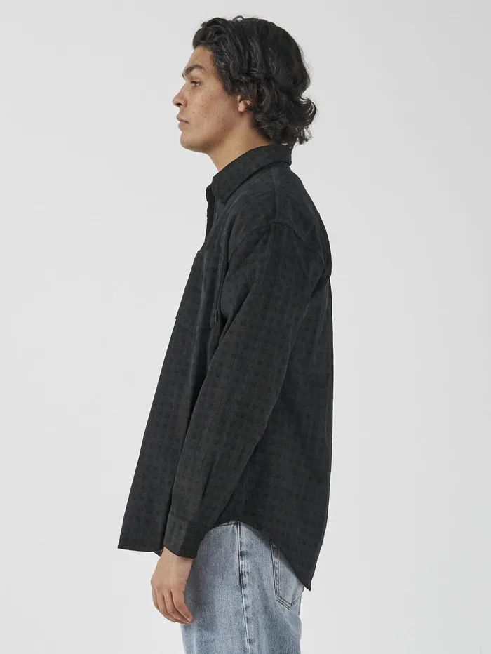 Mens Moor Cord Long Sleeve Shirt Black Thrills Shirts