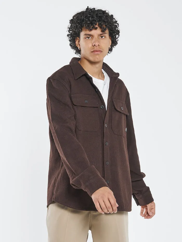 Mens Paradise In Ruins Overshirt Postal Brown Thrills Shirts
