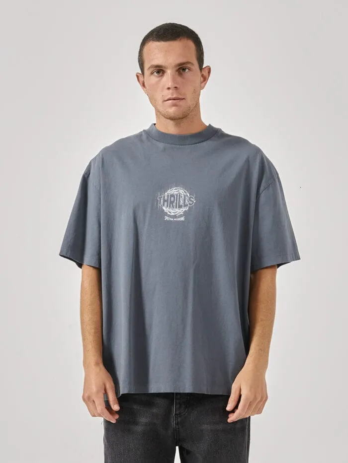 Mens Spectral Static Box Fit Oversize Tee Dark Slate Thrills Tees and Tank Tops