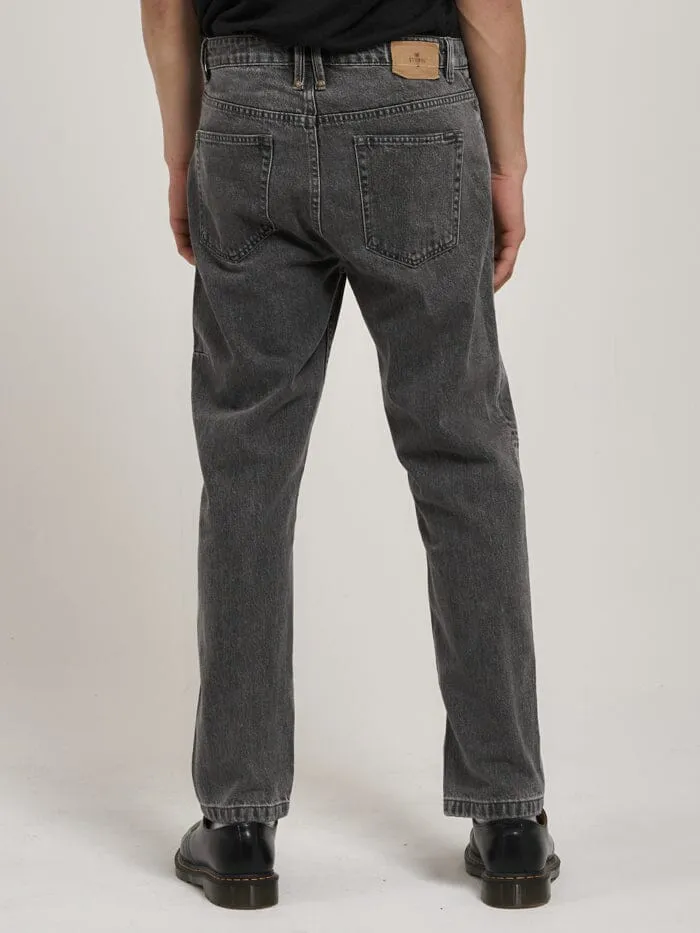 Mens Straight Line Denim Jean Asphalt Grey Thrills Denim