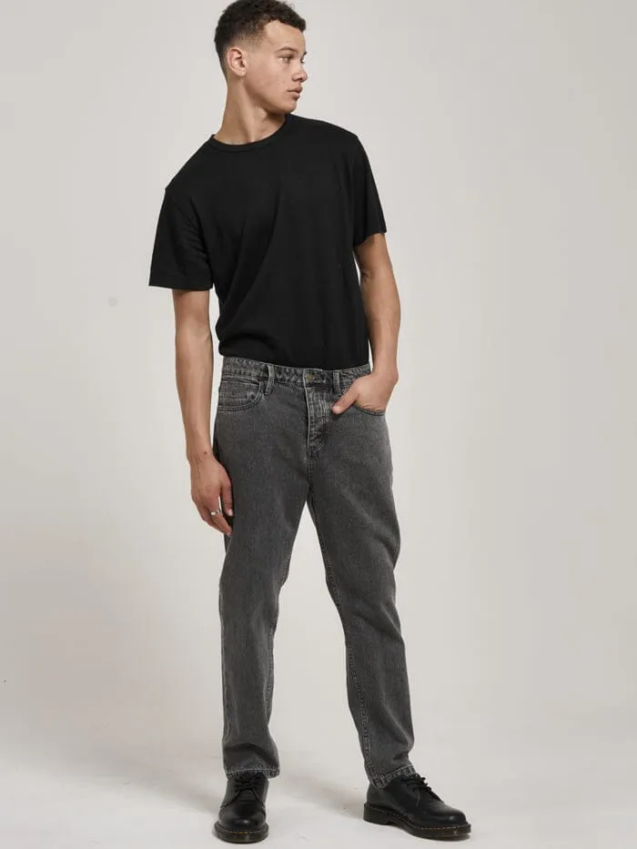 Mens Straight Line Denim Jean Asphalt Grey Thrills Denim