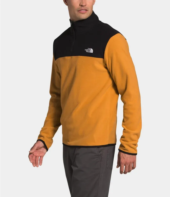 Mens TKA Glacier Zip Pullover Citrine Yellowtnf Black The North Face Hoodies and Sweatshirts