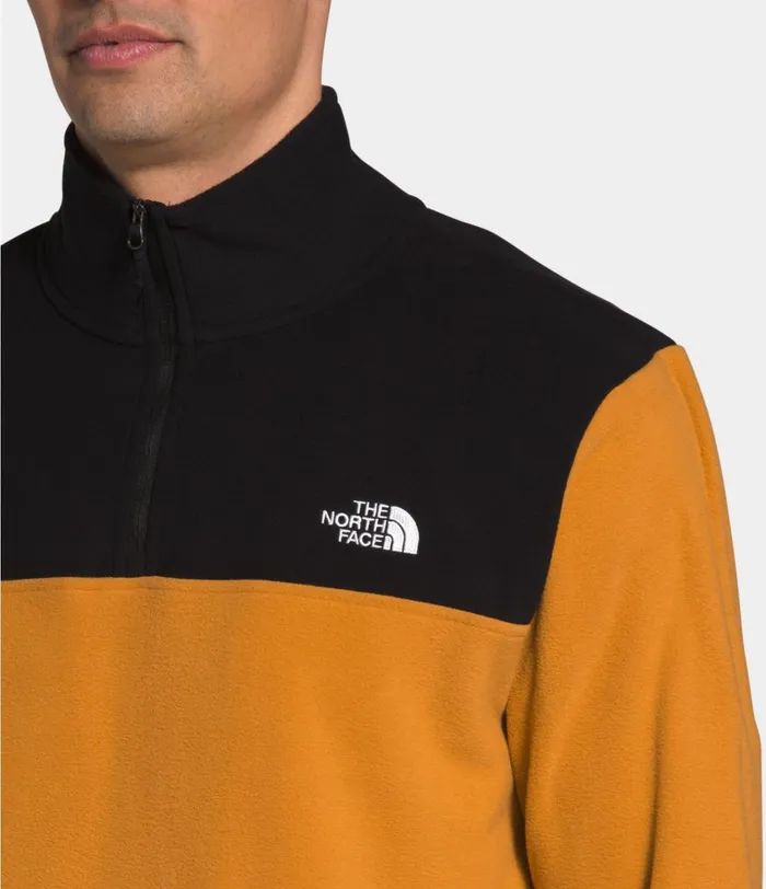 Mens TKA Glacier Zip Pullover Citrine Yellowtnf Black The North Face Hoodies and Sweatshirts