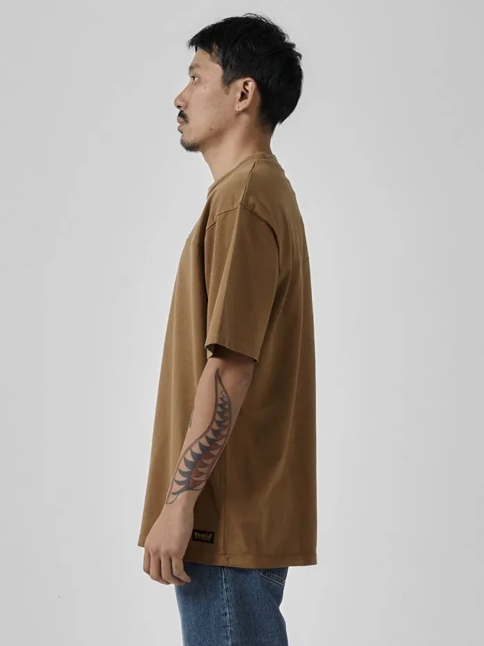 Mens Union Oversize Fit Panel Tee Tobacco Thrills Tees and Tank Tops