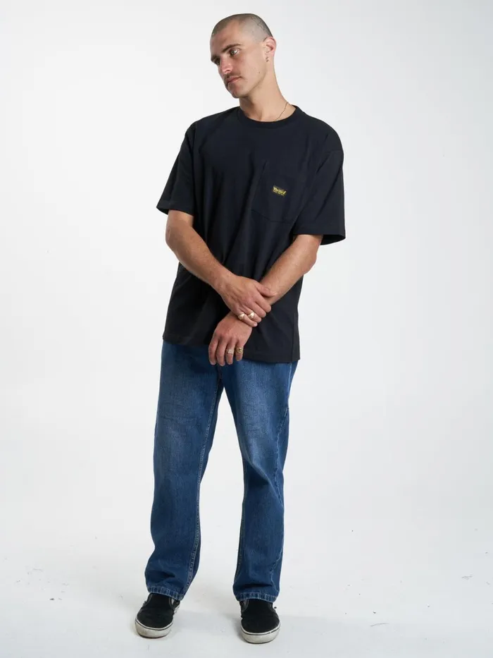 Mens Union Oversize Fit Pocket Tee Black Thrills Tees and Tank Tops