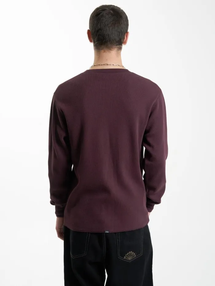 Mens Union Waffle Long Sleeve Wine Thrills Tees and Tank Tops