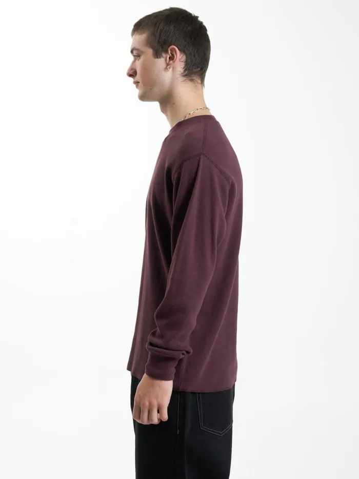 Mens Union Waffle Long Sleeve Wine Thrills Tees and Tank Tops