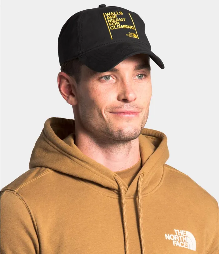 Mens Walls Are Meant For Climbing Ball Cap Tnf Black The North Face Hats