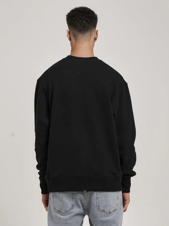 Mens Workwear Embro Oversize Fit Crew Black Thrills Sweaters and Fleece