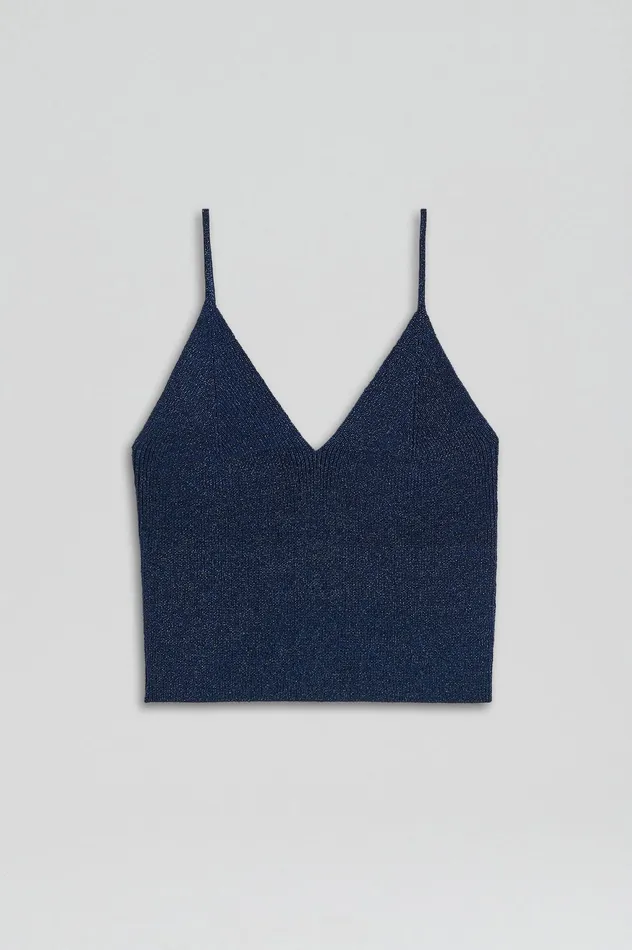 METALLIC KNIT CAMISOLE NAVY Knitwear Scanlan Theodore Women METALLIC KNIT CAMISOLE NAVY Knitwear Scanlan Theodore Women