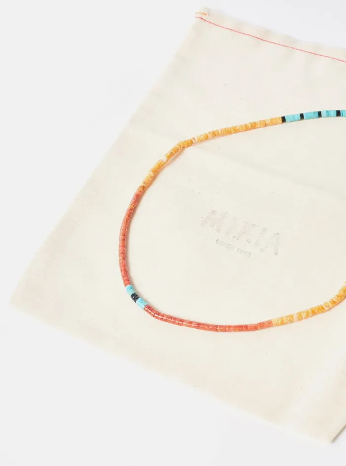 Mikia Heishi Bead Necklace In Spiny OysterSponge CoralTurqoise Men Universal Works Jewellery