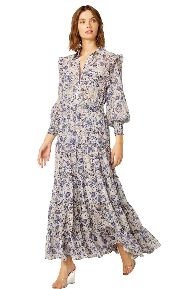 MISA Los Angeles AYDENIZ DRESS Cerulean Floral Women Dresses