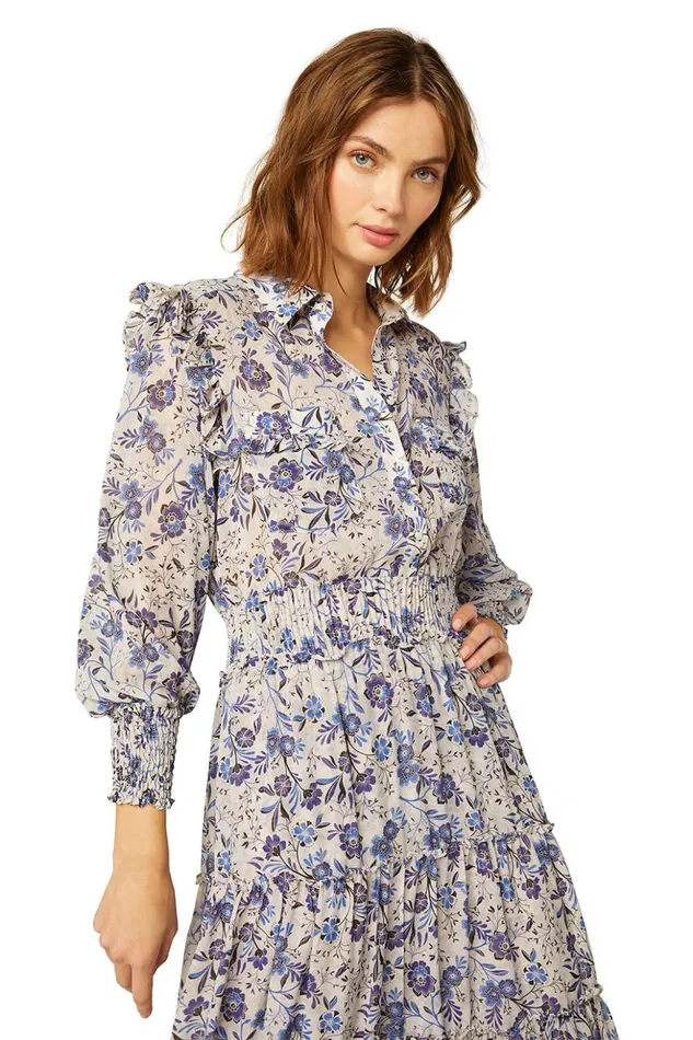 MISA Los Angeles AYDENIZ DRESS Cerulean Floral Women Dresses