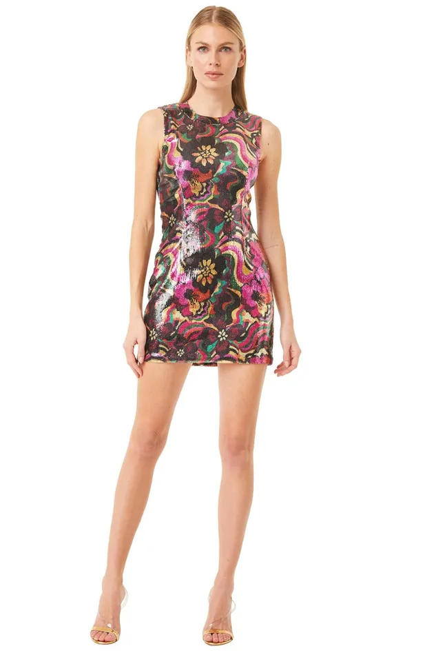 MISA Los Angeles EDIE DRESS Flora Groove Sequin Women Dresses
