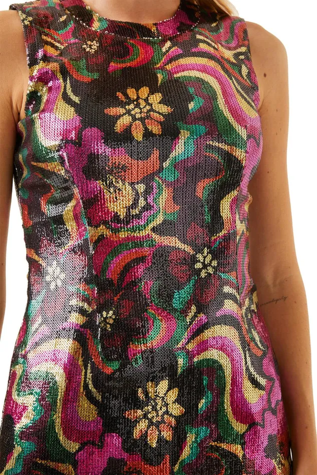 MISA Los Angeles EDIE DRESS Flora Groove Sequin Women Dresses