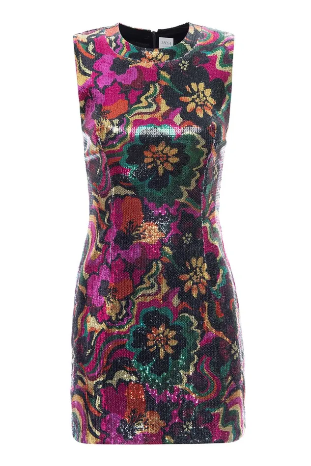 MISA Los Angeles EDIE DRESS Flora Groove Sequin Women Dresses
