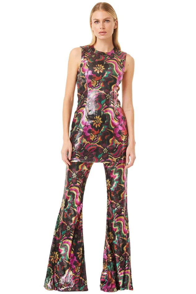 MISA Los Angeles EDIE DRESS Flora Groove Sequin Women Dresses