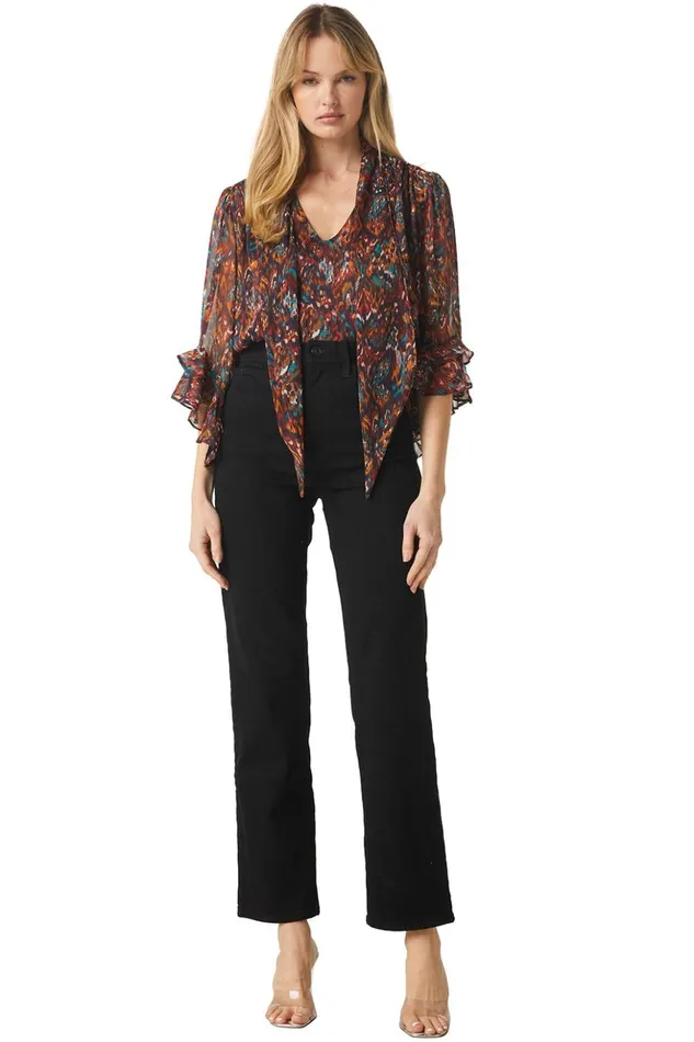 MISA Los Angeles GIGI TOP Peacock Abstract Women Tops