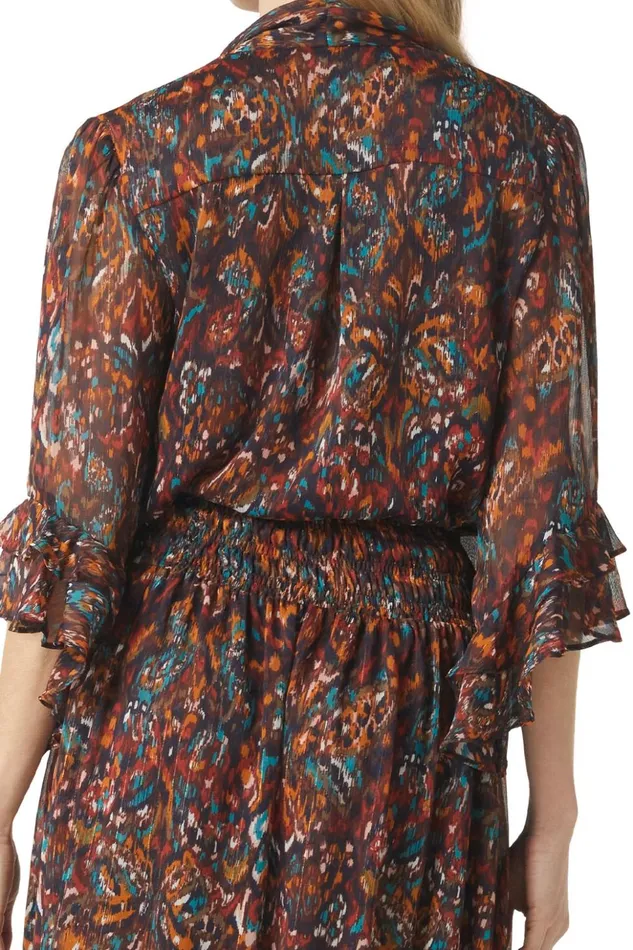 MISA Los Angeles GIGI TOP Peacock Abstract Women Tops