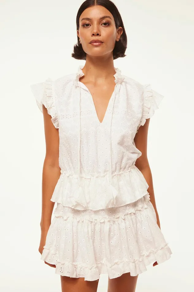 MISA Los Angeles ILIANA DRESS White Eyelet Women Dresses