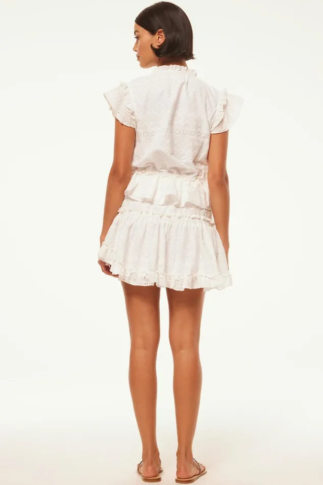 MISA Los Angeles ILIANA DRESS White Eyelet Women Dresses