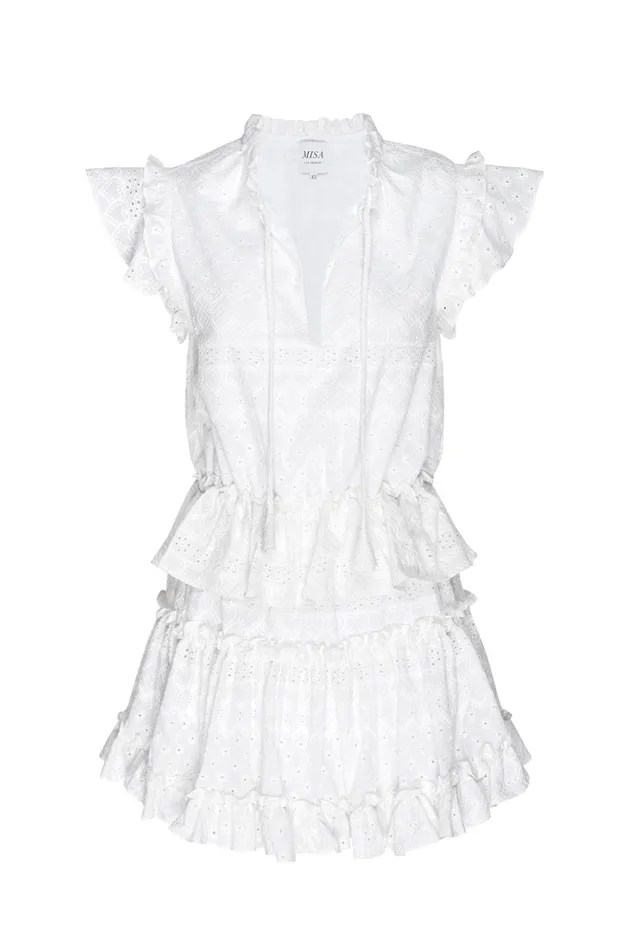 MISA Los Angeles ILIANA DRESS White Eyelet Women Dresses