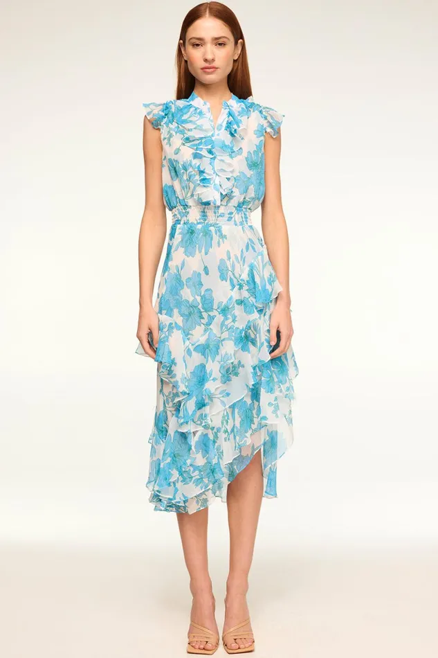 MISA Los Angeles ILYSA DRESS Turquoise Flora Chiffon Women Dresses