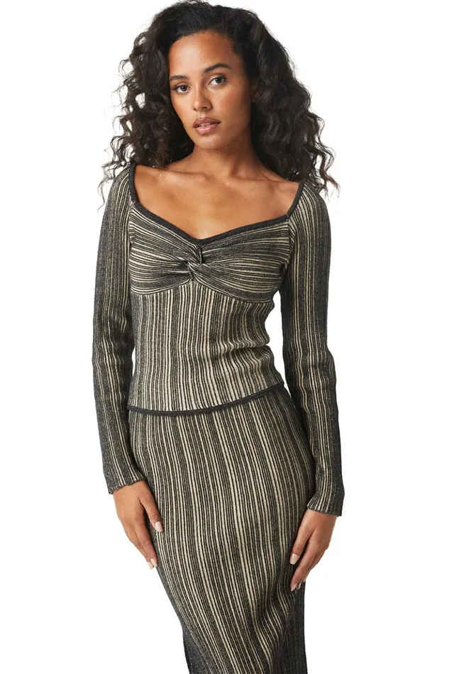 MISA Los Angeles KAREN TOP Blackskinny Latte Women Tops