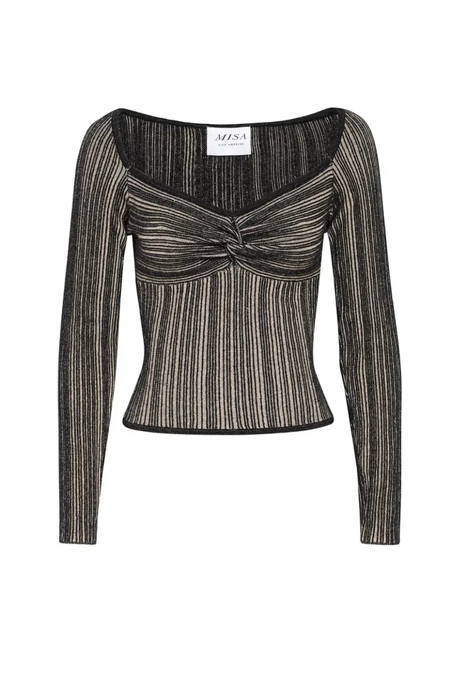 MISA Los Angeles KAREN TOP Blackskinny Latte Women Tops