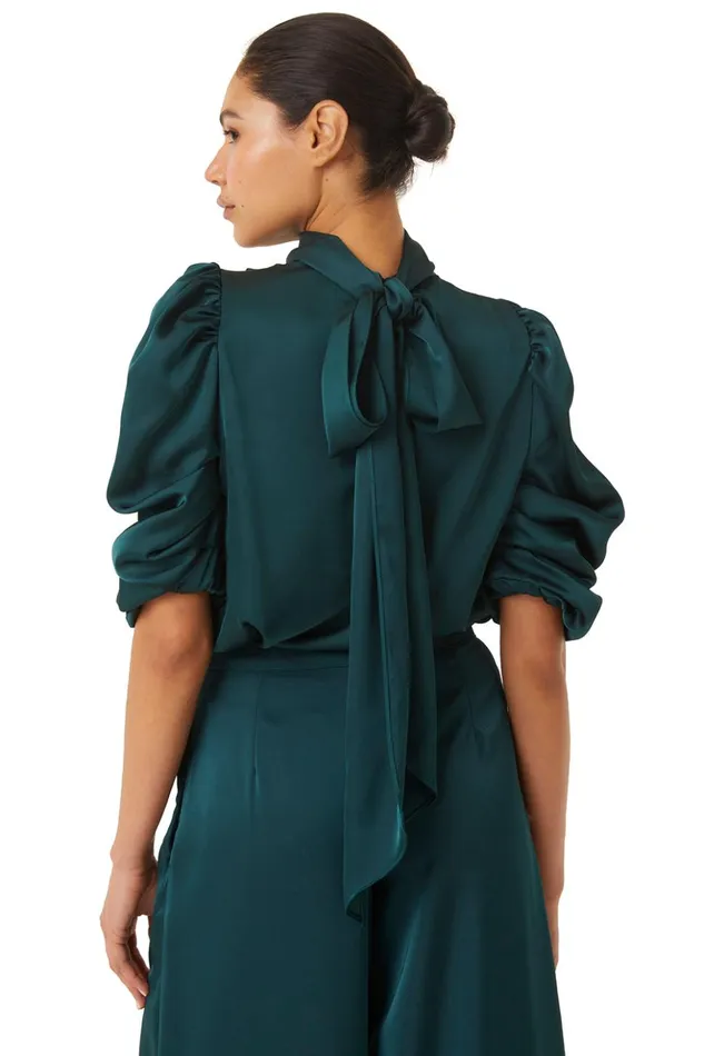 MISA Los Angeles LUELLA TOP Black Satin Women Tops