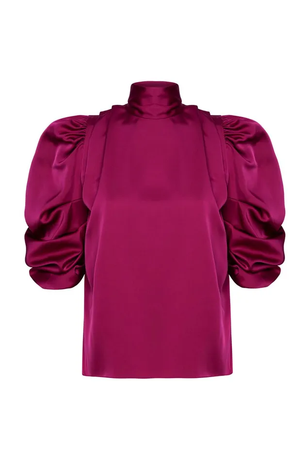MISA Los Angeles LUELLA TOP Black Satin Women Tops