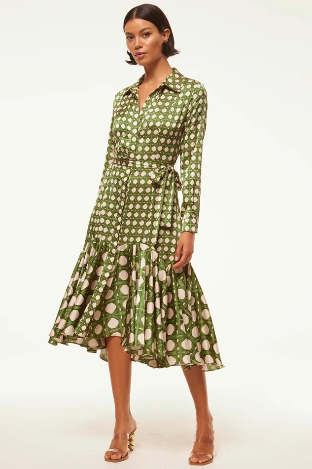 MISA Los Angeles MARTINE DRESS Rattan Tile Mix Women Dresses