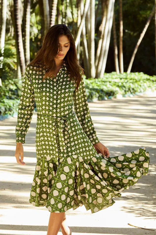 MISA Los Angeles MARTINE DRESS Rattan Tile Mix Women Dresses