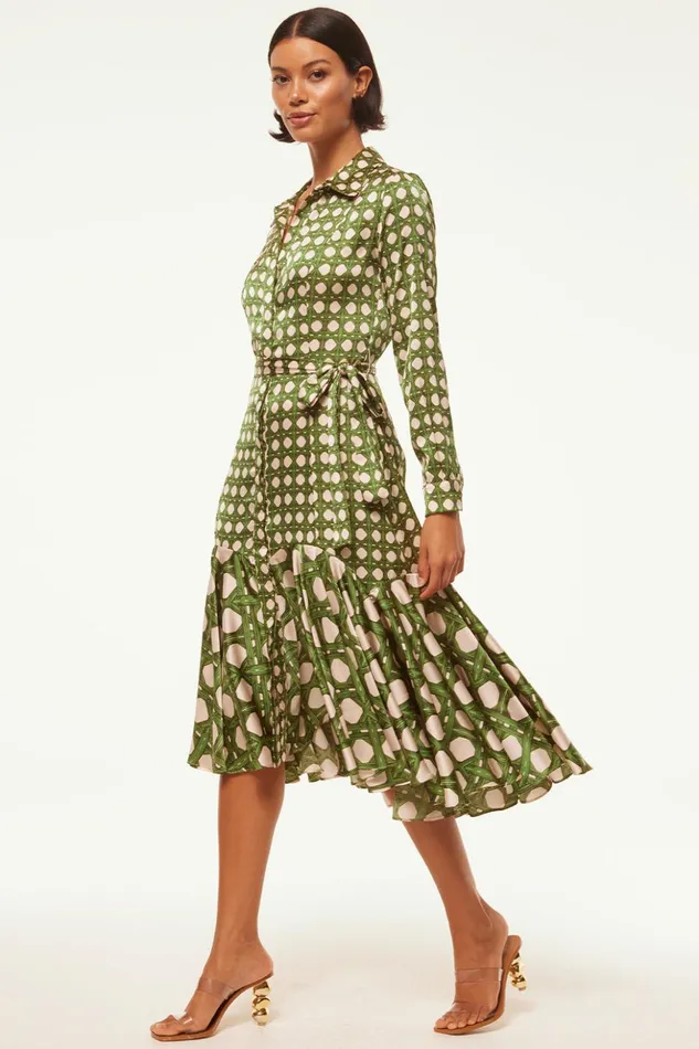 MISA Los Angeles MARTINE DRESS Rattan Tile Mix Women Dresses
