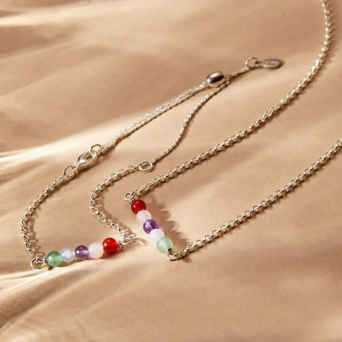 Necklaces Women Alex And Ani MultiGemstone Chain Necklace Silver
