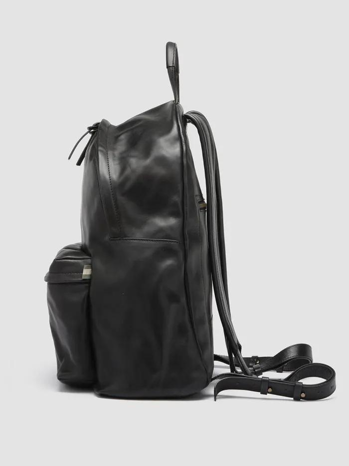 Officine Creative Backpacks OC PACK Supernero Black Leather Backpack 8211 WomenMen Officine Creative Backpacks OC PACK Supernero Black Leather Backpack 8211 WomenMen