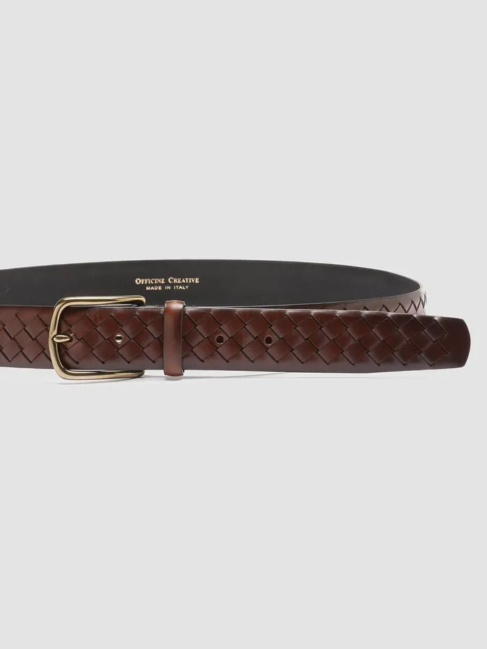 Officine Creative Belts OC STRIP 28 Teak Brown Leather Belt 8211 Men